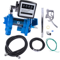 12V 20GPM Portable Fuel Transfer Pump Gasoline + Oil Meter for Gas Diesel Blue