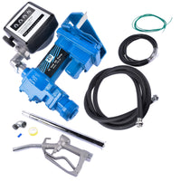 12V 20GPM Portable Fuel Transfer Pump Gasoline + Oil Meter for Gas Diesel Blue