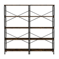 5 Tier Large Book Shelf, Bookcase Home Office Open Bookshelf,Shelves for Living Room, Office Shelf,Vintage Industrial Style Bookshelf with Metal Frame,Rustic Brown