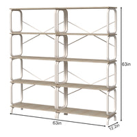 5 Tier Large Book Shelf, Bookcase Home Office Open Bookshelf,Shelves for Living Room, Office Shelf,Vintage Industrial Style Bookshelf with Metal Frame,White