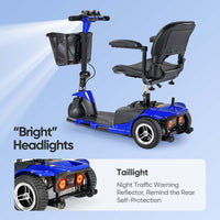 3 Wheel Mobility Scooters for Adults, Foldable Mobility Scooter for Seniors, Powered Electric Scooter with Basket, Heavy Duty Mobile for Travel, Elderly - Long Range Power Extended Battery (Blue)