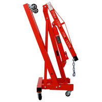 2 Ton Folding Engine Hoist Cherry Picker Shop Crane Hoist Lift, Heavy Duty Steel with 6 Iron Caster Wheels (red)