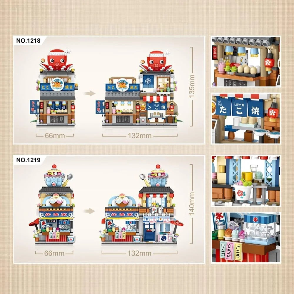 4 PACK Brick Building Set for Kids, 2969 PCS Building Blocks Kit Japanese Street Building Toy Set Gift for 6-15 Years Old Kid and Adult