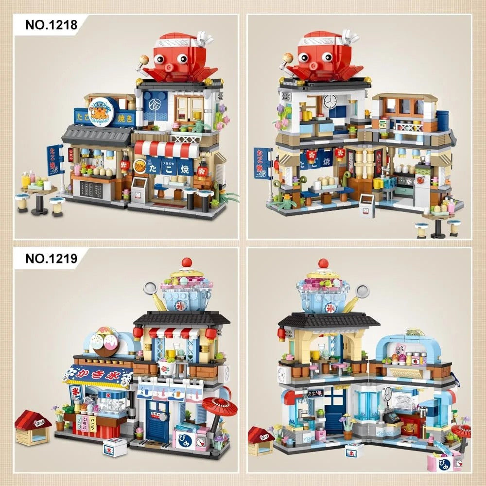 4 PACK Brick Building Set for Kids, 2969 PCS Building Blocks Kit Japanese Street Building Toy Set Gift for 6-15 Years Old Kid and Adult