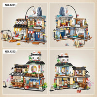 4 PACK Brick Building Set for Kids, 2969 PCS Building Blocks Kit Japanese Street Building Toy Set Gift for 6-15 Years Old Kid and Adult