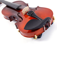 Glarry GV100 1/4 Acoustic Violin Case Bow Rosin Strings Tuner Shoulder Rest Natural