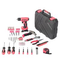 146-Piece Drill Set with 8V Pink Cordless Drill, Home Tool Kit with Drill, House Repairing Hand Tool Kits with Portable Case, for DIY Home Maintenance