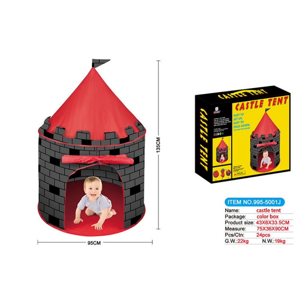 Kids Knight Castle Play Tent with 100 Pit Balls, Pop-up Play Tent with Storage Pocket