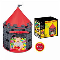 Kids Knight Castle Play Tent with 100 Pit Balls, Pop-up Play Tent with Storage Pocket