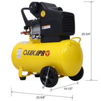 3.5HP Portable 10 Gallons Oil-Lubricated Air Compressor Tank Ultra Quiet Horizontal Tank Adjustable Pressure with Built-in Wheel