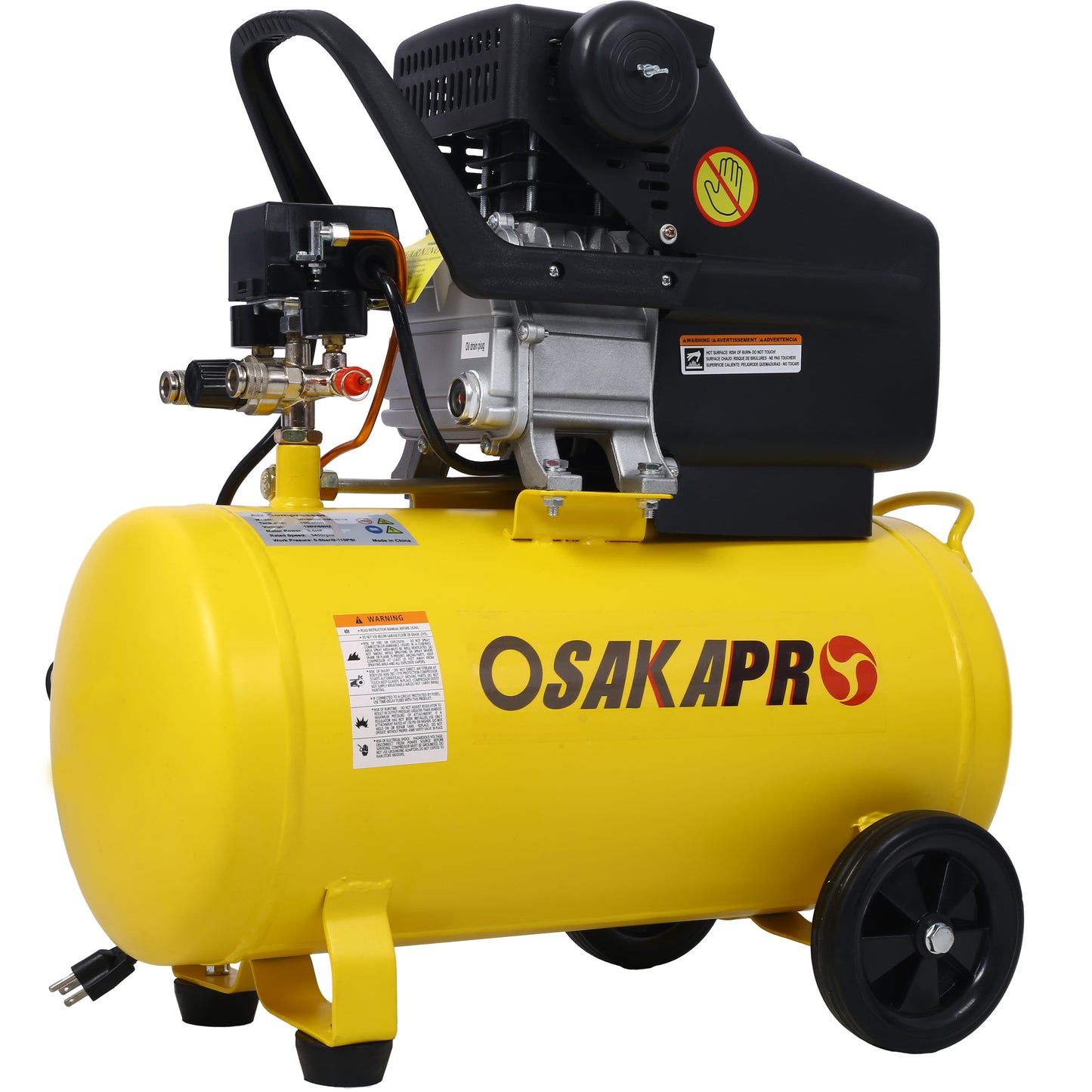 3.5HP Portable 10 Gallons Oil-Lubricated Air Compressor Tank Ultra Quiet Horizontal Tank Adjustable Pressure with Built-in Wheel