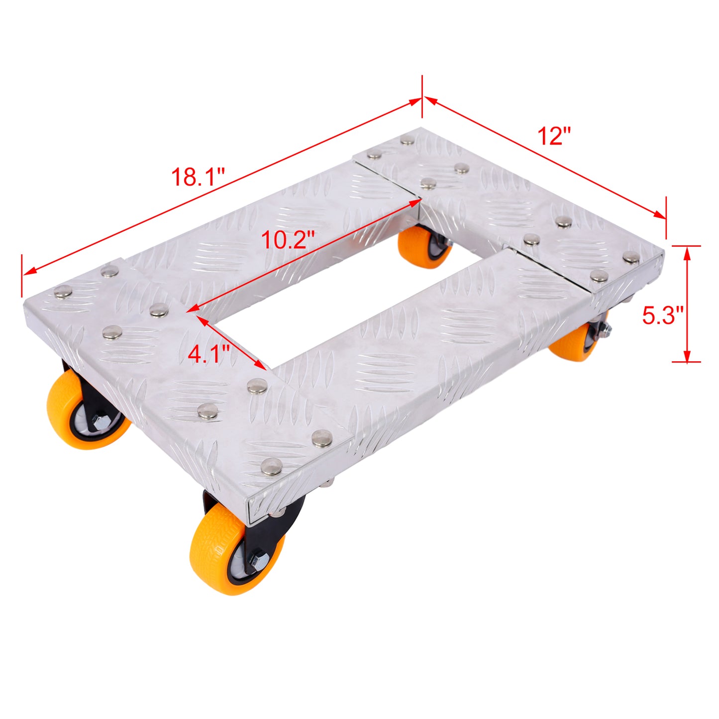 Movers Dolly Heavy Duty Furniture Dolly Trolley Cart  18''x12'' Aluminum Frame with 3'' TPU Professional Casters with Brake Option