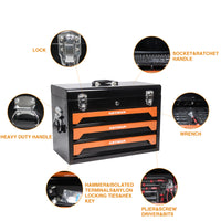 3 Drawers Tool Box with Tool Set--Orange