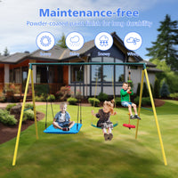 Indoor/Outdoor Metal Swing Set with Safety Belt for Backyard