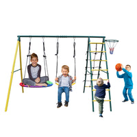 Indoor/Outdoor Metal Swing Set with Safety Belt for Backyard