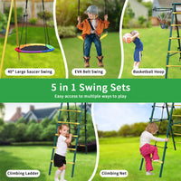 Indoor/Outdoor Metal Swing Set with Safety Belt for Backyard