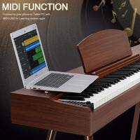 GDP-203 88 Key Standard Full Weighted Keyboards Digital Piano with Metal Stand, Power Adapter, Triple Pedals, Headphone，for All Experience Levels Black Walnut