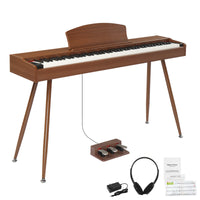 GDP-203 88 Key Standard Full Weighted Keyboards Digital Piano with Metal Stand, Power Adapter, Triple Pedals, Headphone，for All Experience Levels Black Walnut