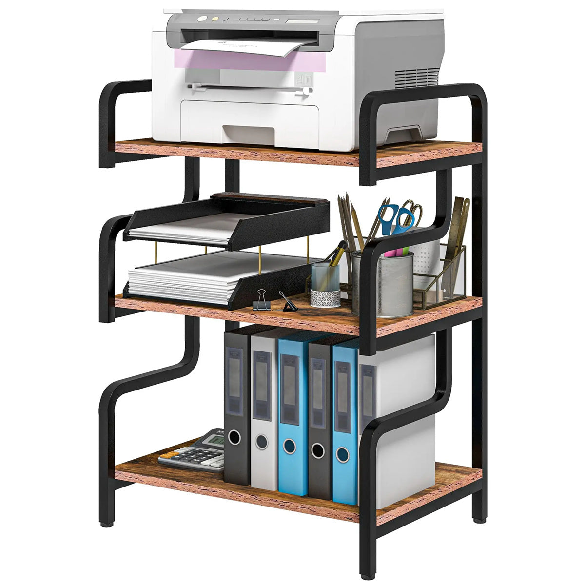 3-Tier Printer Stand，Free Standing Metal Storage Shelf