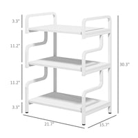 3-Tier Printer Stand，Free Standing Metal Storage Shelf white