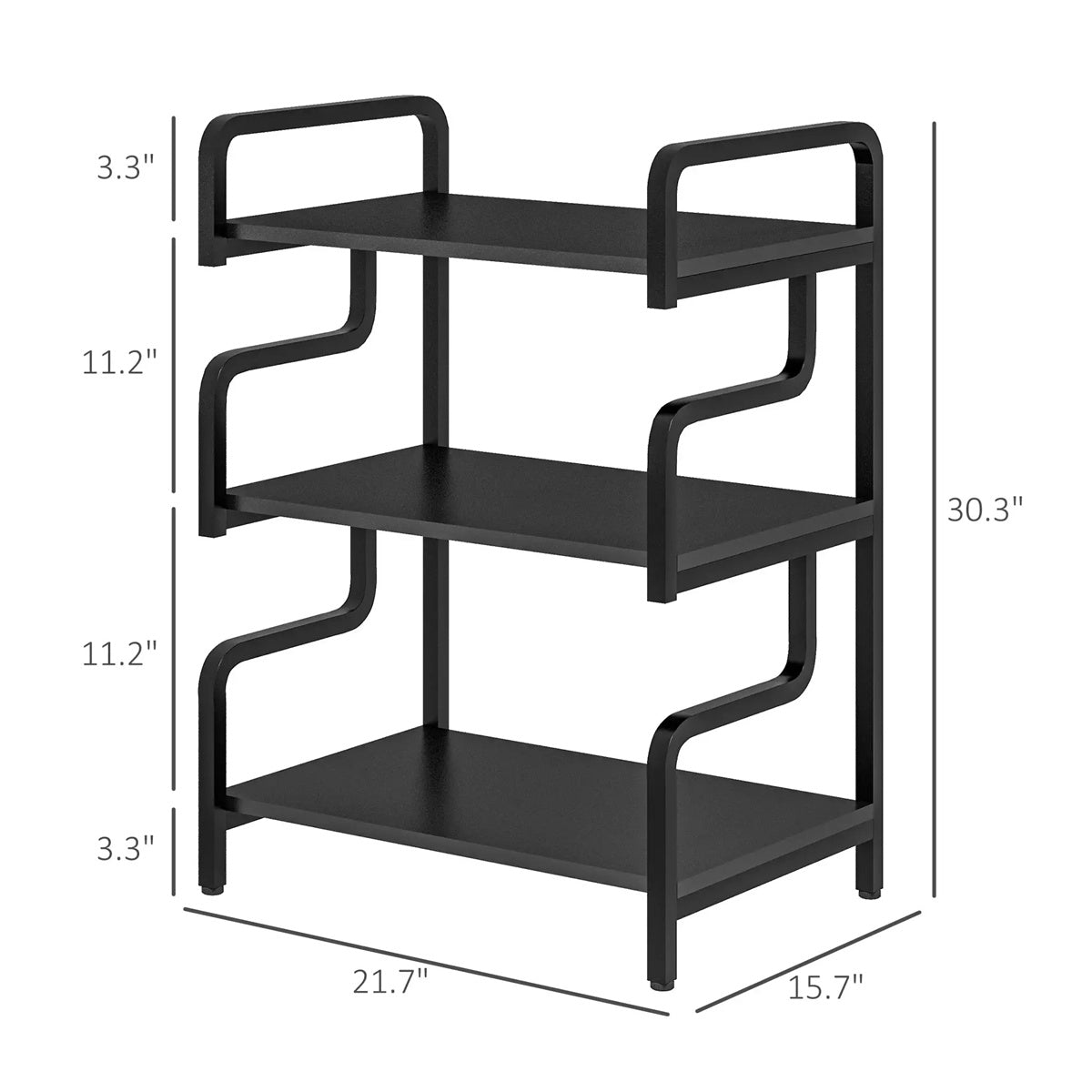 3-Tier Printer Stand，Free Standing Metal Storage Shelf Black