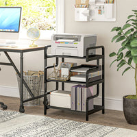 3-Tier Printer Stand，Free Standing Metal Storage Shelf Black