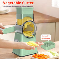 Premium Multi-Purpose Vegetable Chopper - Slices, grinds, chops and julienne fruits without much effort - Includes container, interchangeable blades and household kitchen supplies