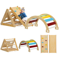 7 in 1 kids hiking triangle set with ramp and arched ladder