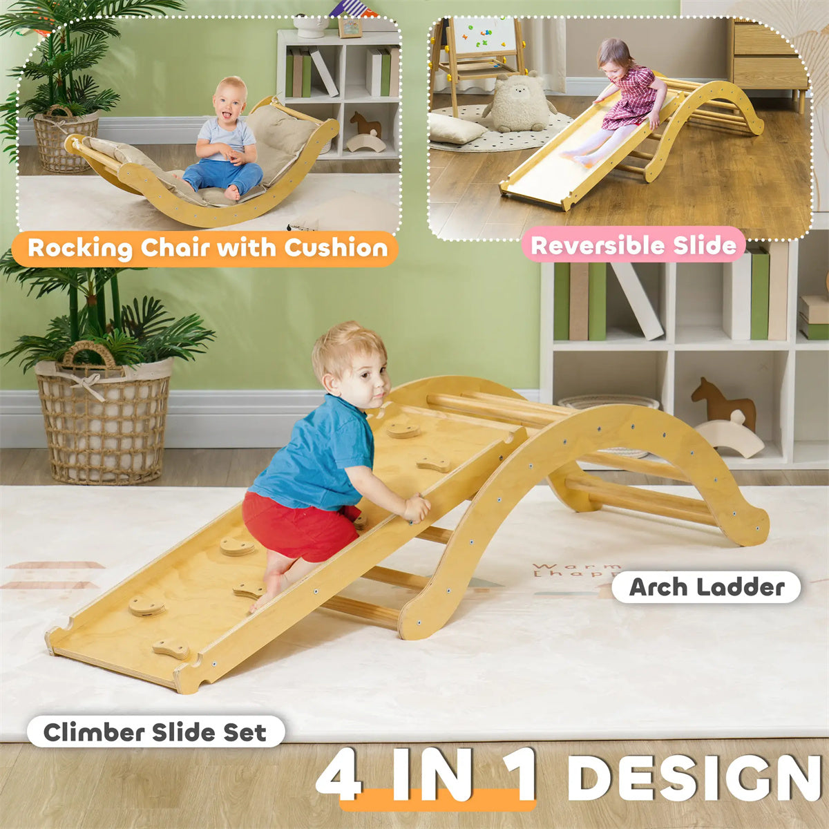 4 in 1 indoor toddler climbing toy set, arch climber