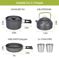 12Pcs Camping Cookware Set Camping Stove Aluminum Pot Pans Kit for Hiking Picnic Outdoor with Cup Fork Spoon Knife