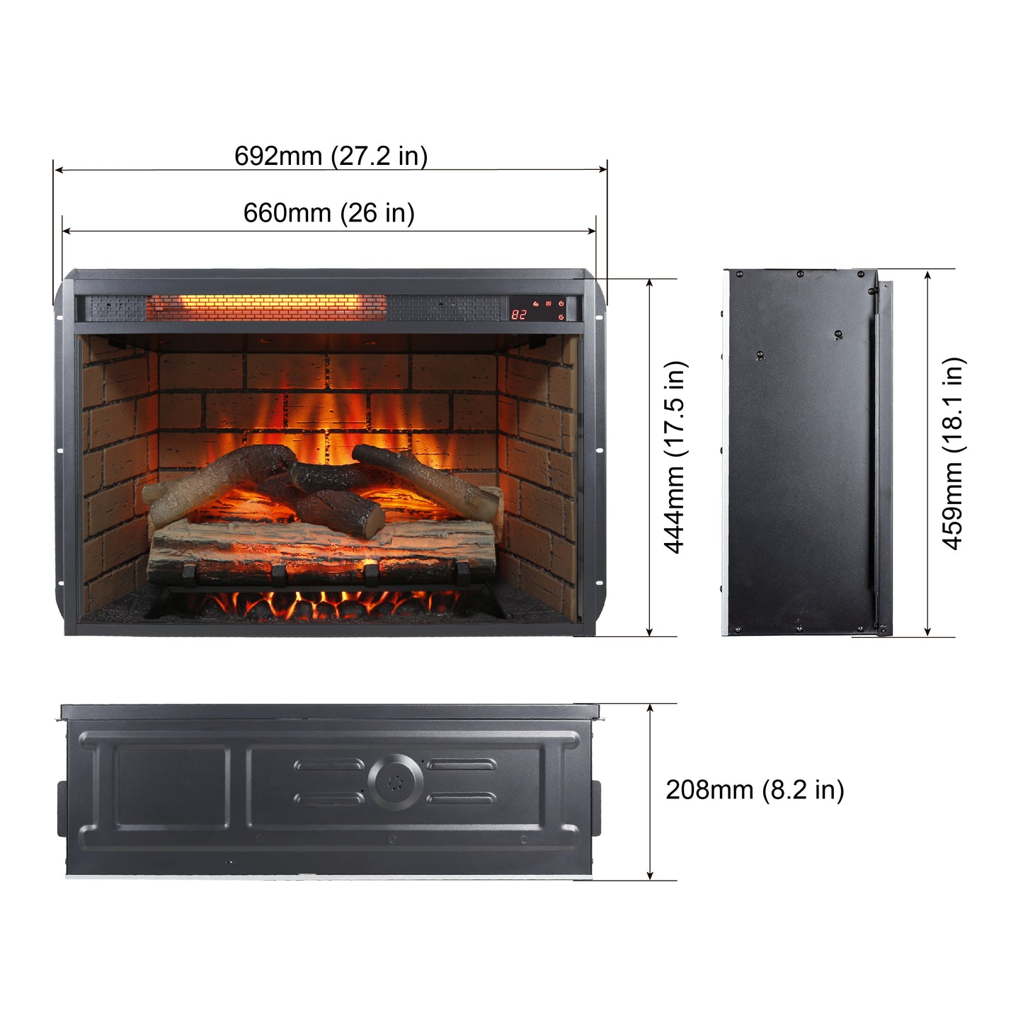 60 Inch Electric Fireplace Entertainment Center With Door Sensor-Dark Rustic Oak