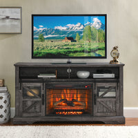 60 Inch Electric Fireplace Entertainment Center With Door Sensor-Dark Rustic Oak