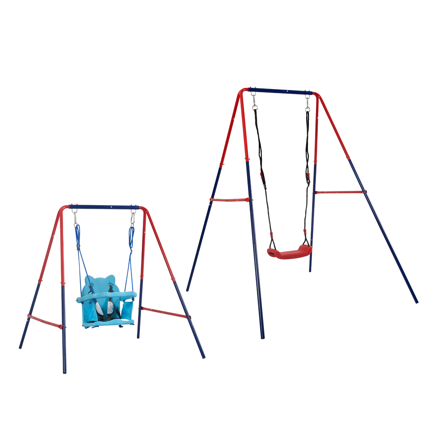 green and blue interesting 2 in 1 baby swing mental plastic safe swing set 110lbs for outdoor playground for age 3+