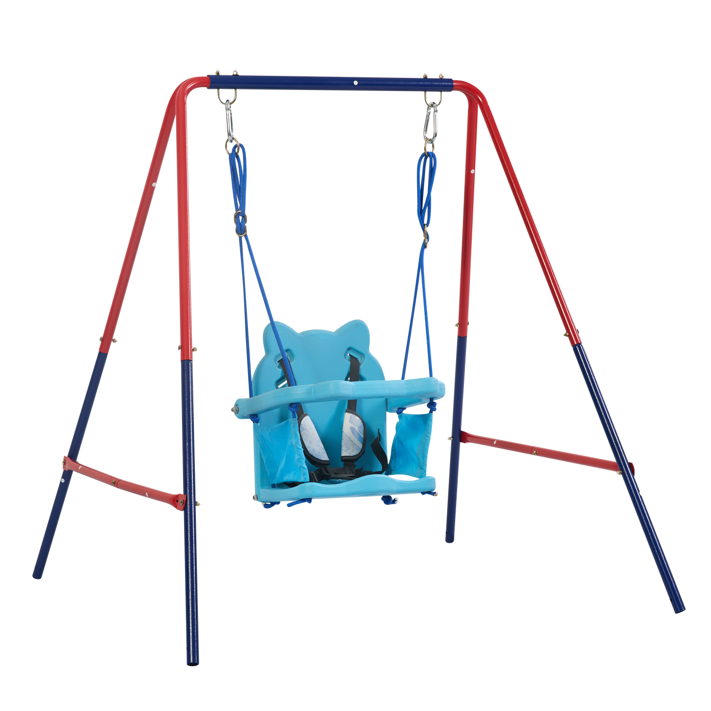 green and blue interesting 2 in 1 baby swing mental plastic safe swing set 110lbs for outdoor playground for age 3+