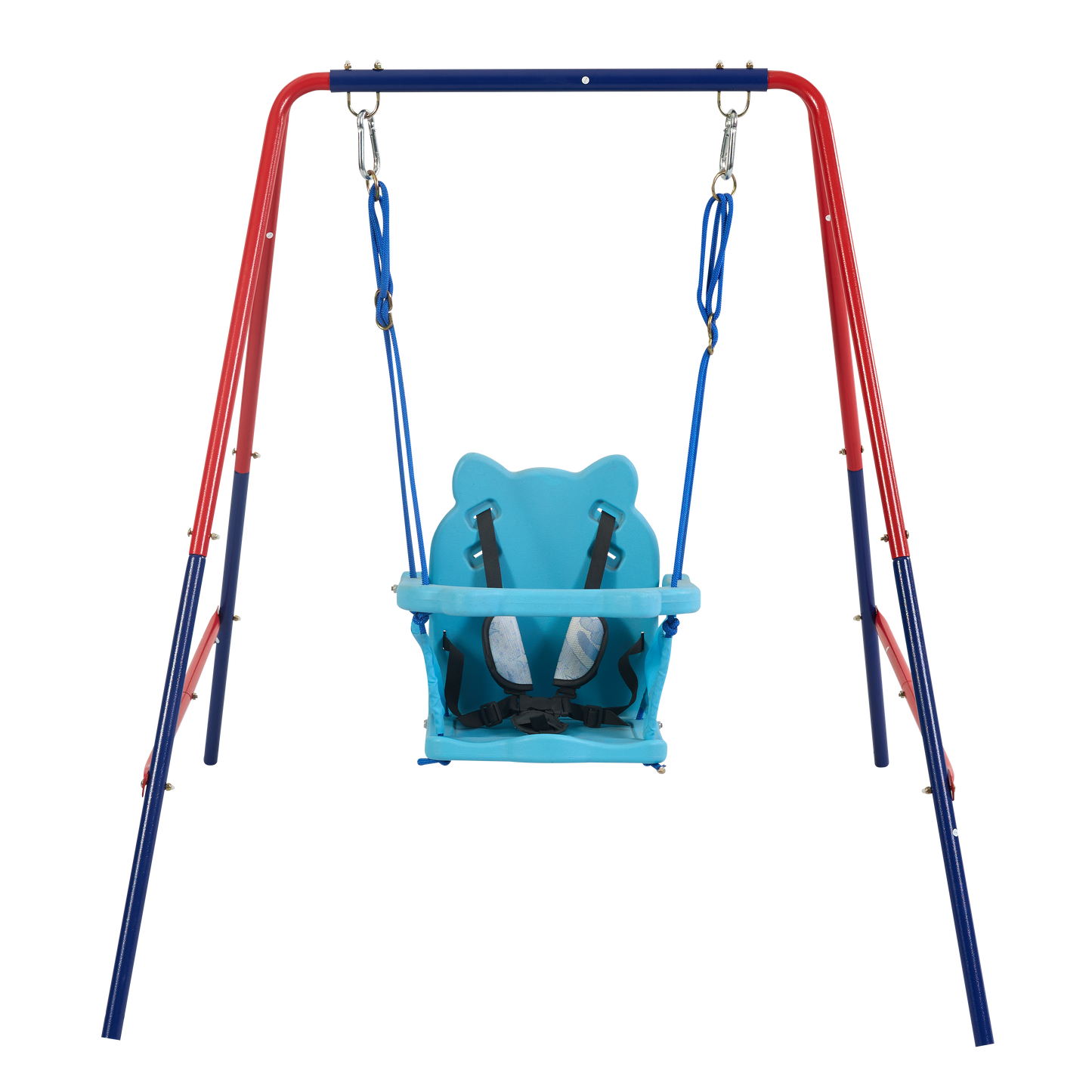 green and blue interesting 2 in 1 baby swing mental plastic safe swing set 110lbs for outdoor playground for age 3+