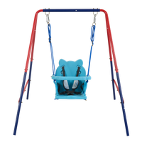 green and blue interesting 2 in 1 baby swing mental plastic safe swing set 110lbs for outdoor playground for age 3+