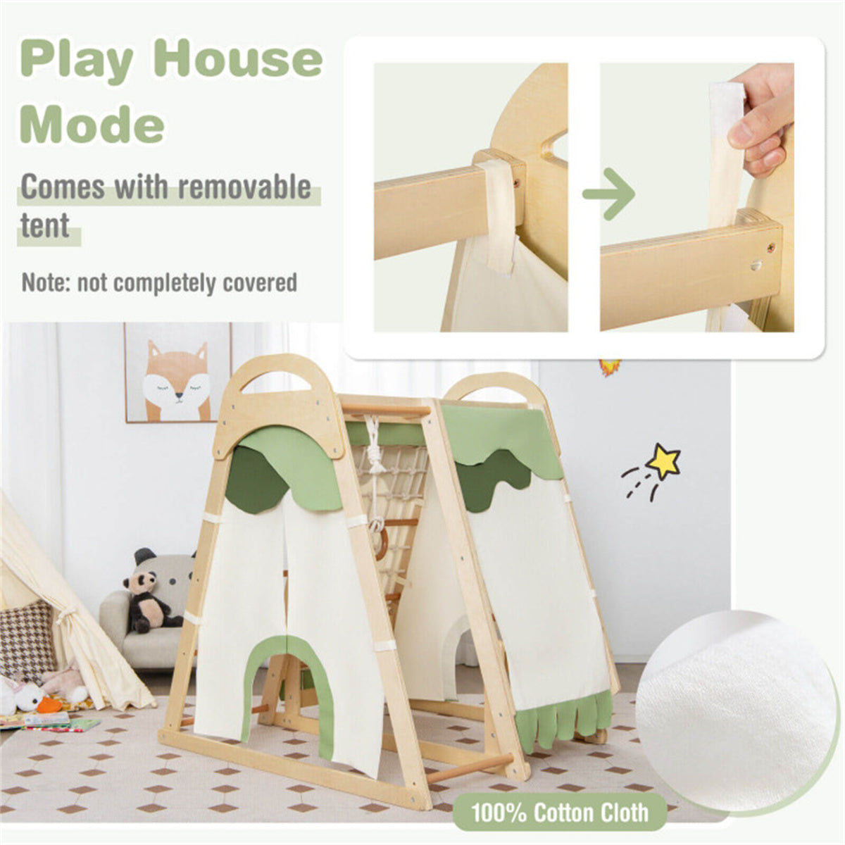 6-in-1 Wooden Kids Jungle Gym Playset