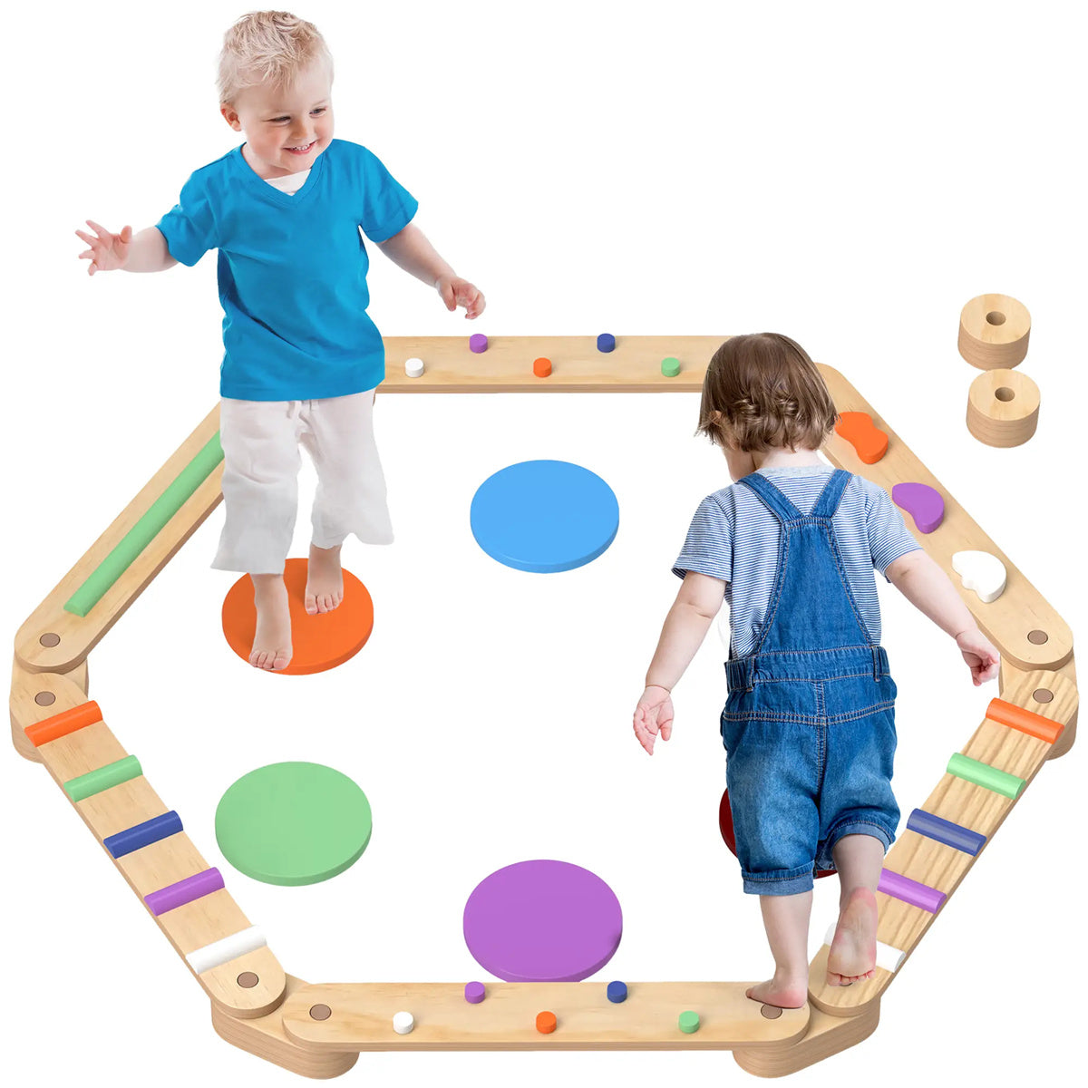 Kids Wooden Balance Beam  with 3-8 years old