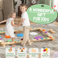 Kids Wooden Balance Beam  with 3-8 years old