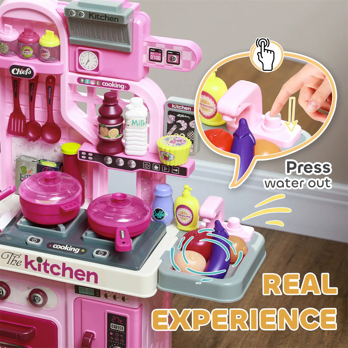 Complete Kitchen Set for Kids，33 Accessories & Storage