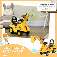 2-in-1 Ride On Excavator Pull Cart with Horn