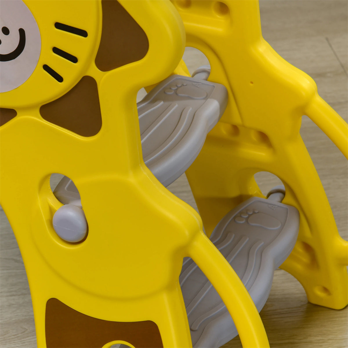 Yellow Toddler Slide for Indoors with Basketball Hoop