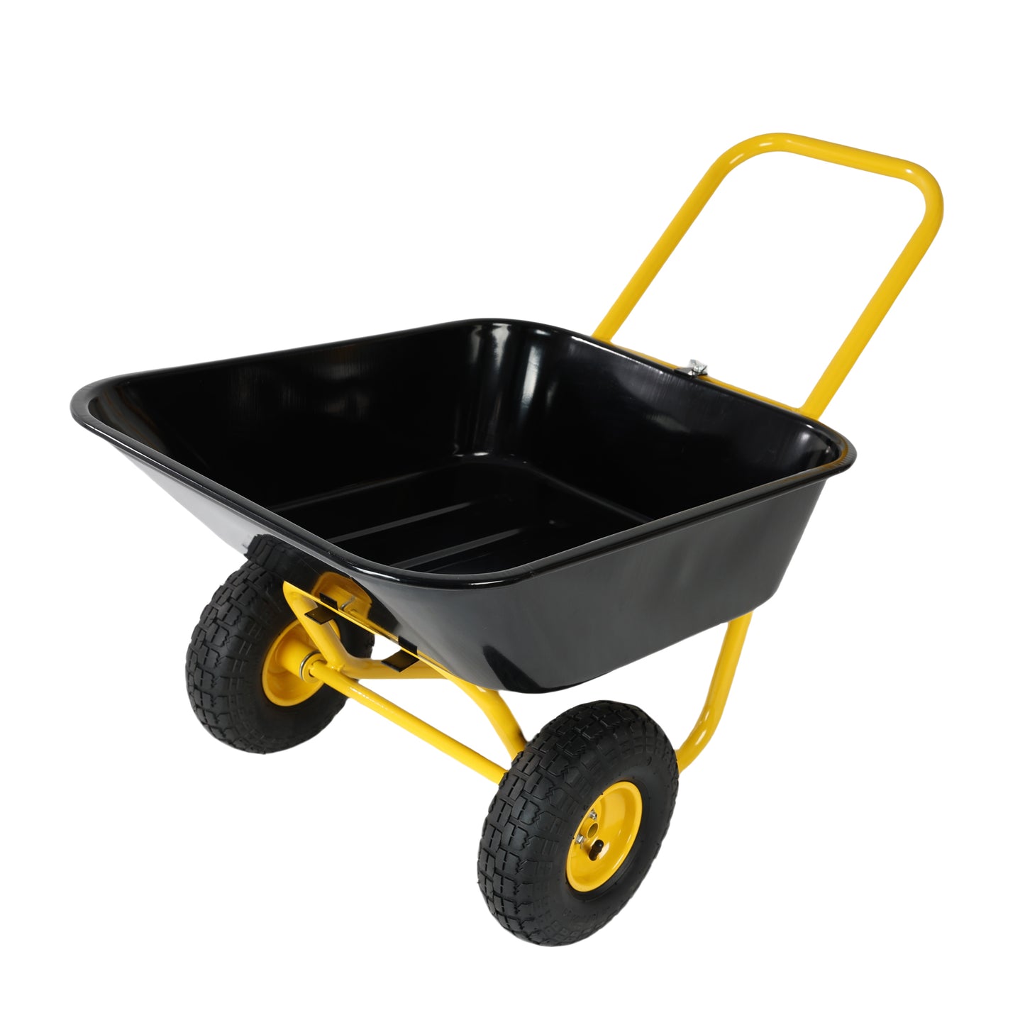 Two-wheeled barrow, garden cart, 10-inch pneumatic wheels(Yellow + Black)