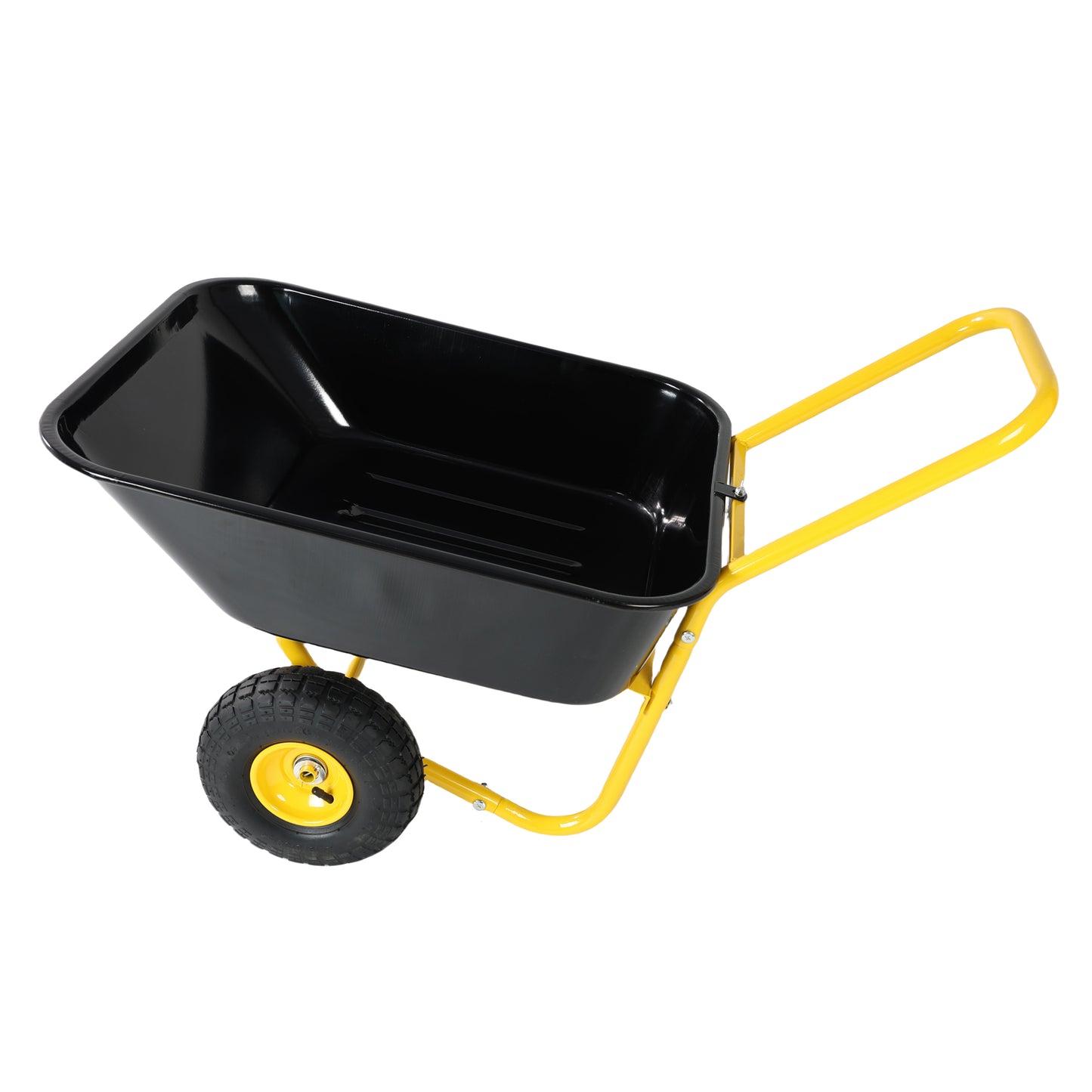 Two-wheeled barrow, garden cart, 10-inch pneumatic wheels(Yellow + Black)