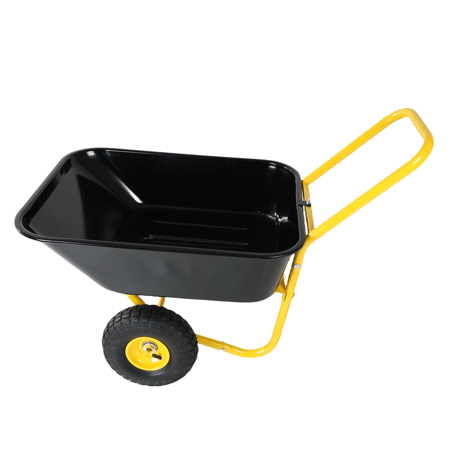 Two-wheeled barrow, garden cart, 10-inch pneumatic wheels(Yellow + Black)