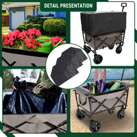 Multi-use Bag,Collapsible Foldable Wagon Cart Beach Wagon Heavy Duty Utility Cart Utility Wagon Grocery Cart for for Camping 3pcs plastic Liner bag /Cover , Olive green