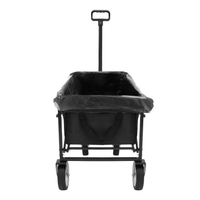 Multi-use Bag Collapsible Foldable Wagon Cart Beach Wagon Heavy Duty Utility Cart Utility Wagon Grocery Cart for for Camping ,3pcs  plastic Liner bag /Cover ,black