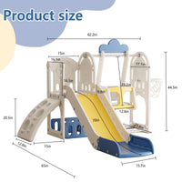 Toddler Slide, Kids Slide for Toddlers Age 1-4, 5 in 1 Baby Slide Outdoor Indoor Playground with Climbing , Strong swing,Sturdy and Easy Assembly Toddler Playset, Ideal Toddler Gifts (Yellow+Blue)