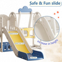 Toddler Slide, Kids Slide for Toddlers Age 1-4, 5 in 1 Baby Slide Outdoor Indoor Playground with Climbing , Strong swing,Sturdy and Easy Assembly Toddler Playset, Ideal Toddler Gifts (Yellow+Blue)