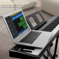 【Do not sale on Amazon】Glarry GPP-106 88 Key Folding Piano Semi-Weighted Standard Keyboards Digital Piano with MIDI Bluetooth, Handbag，Headphone，for Piano Lover Black color